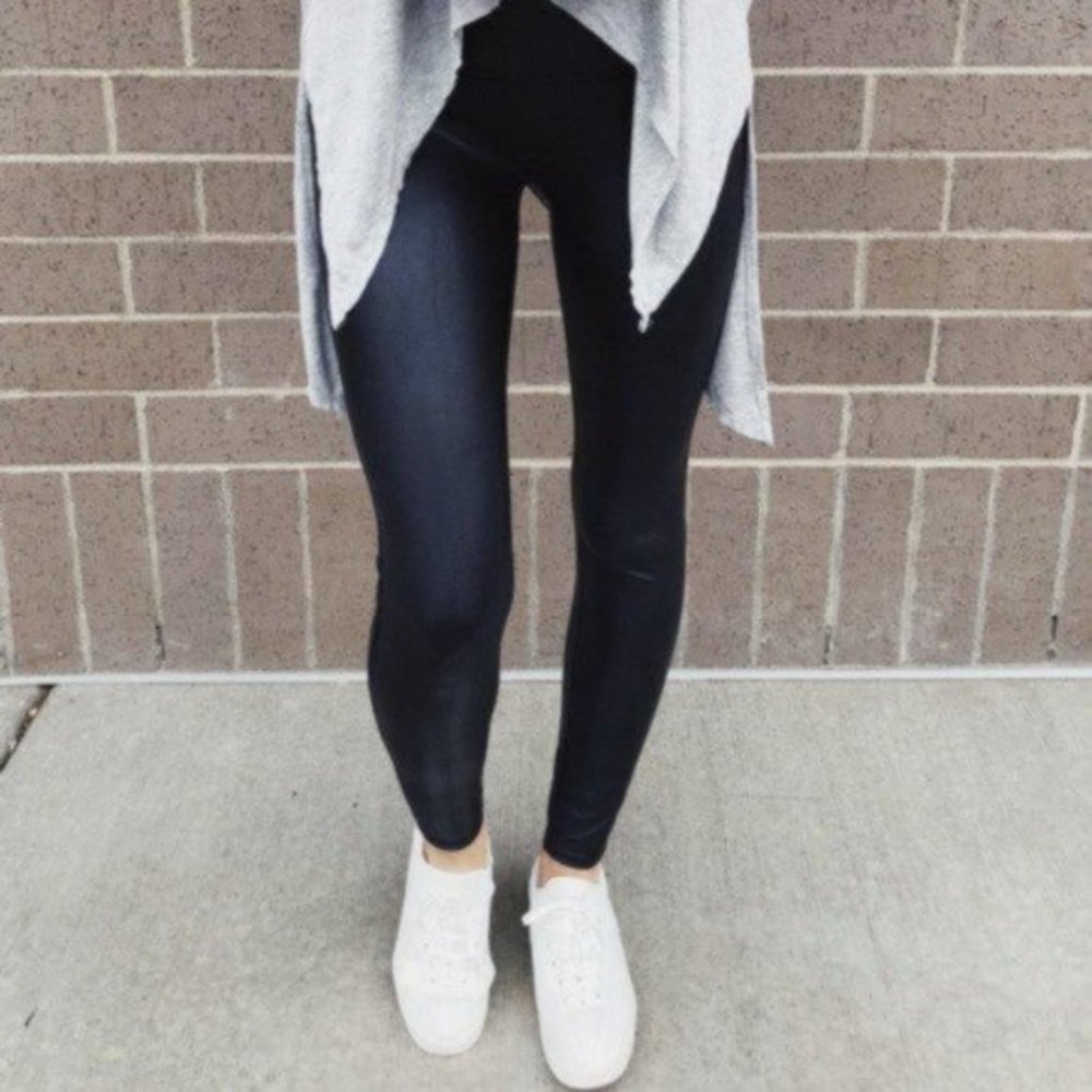 SPANX Faux Leather Shine Leggings Black